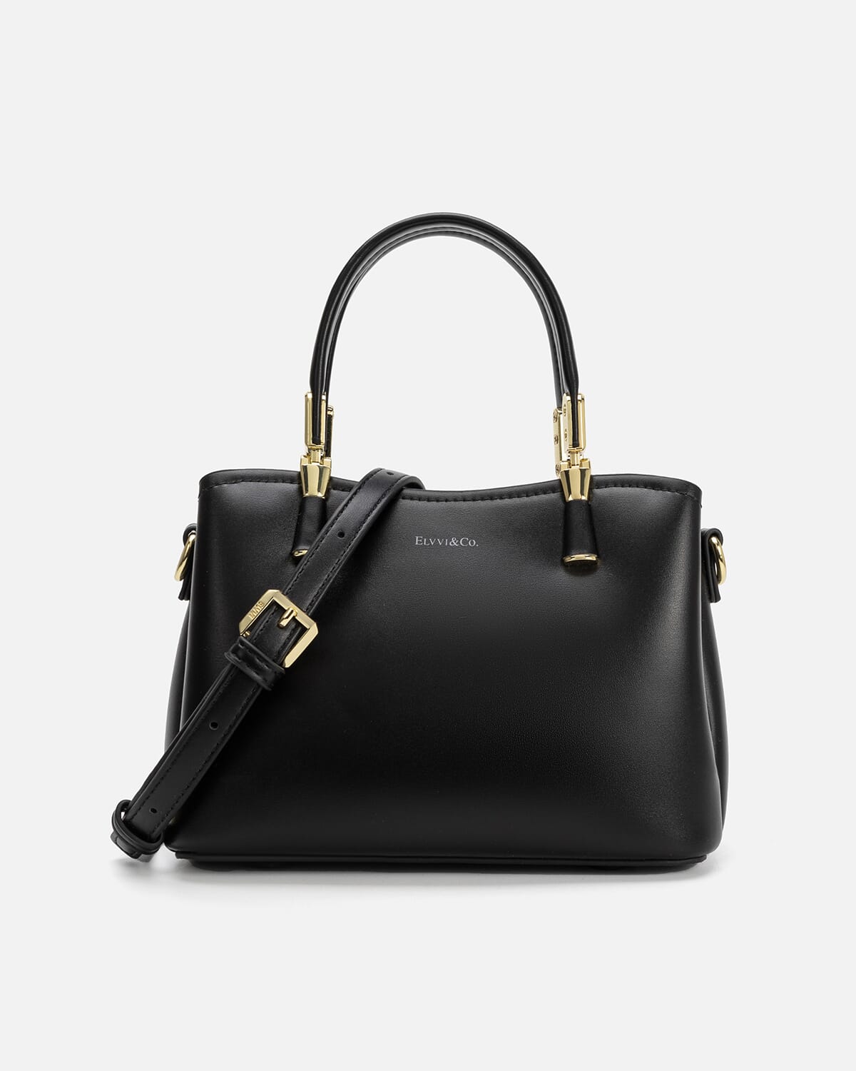Women's black leather handbag