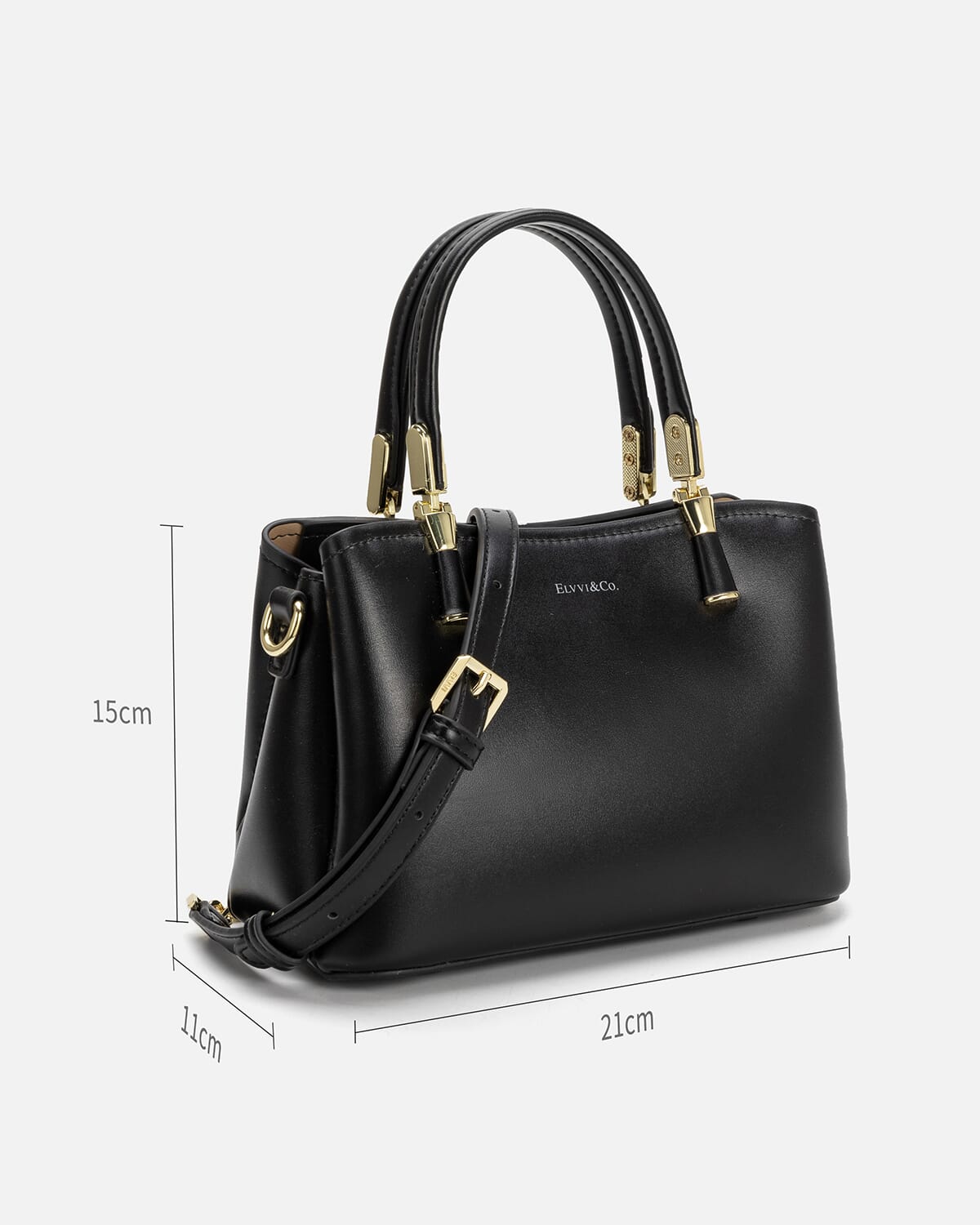 Women's black leather handbag
