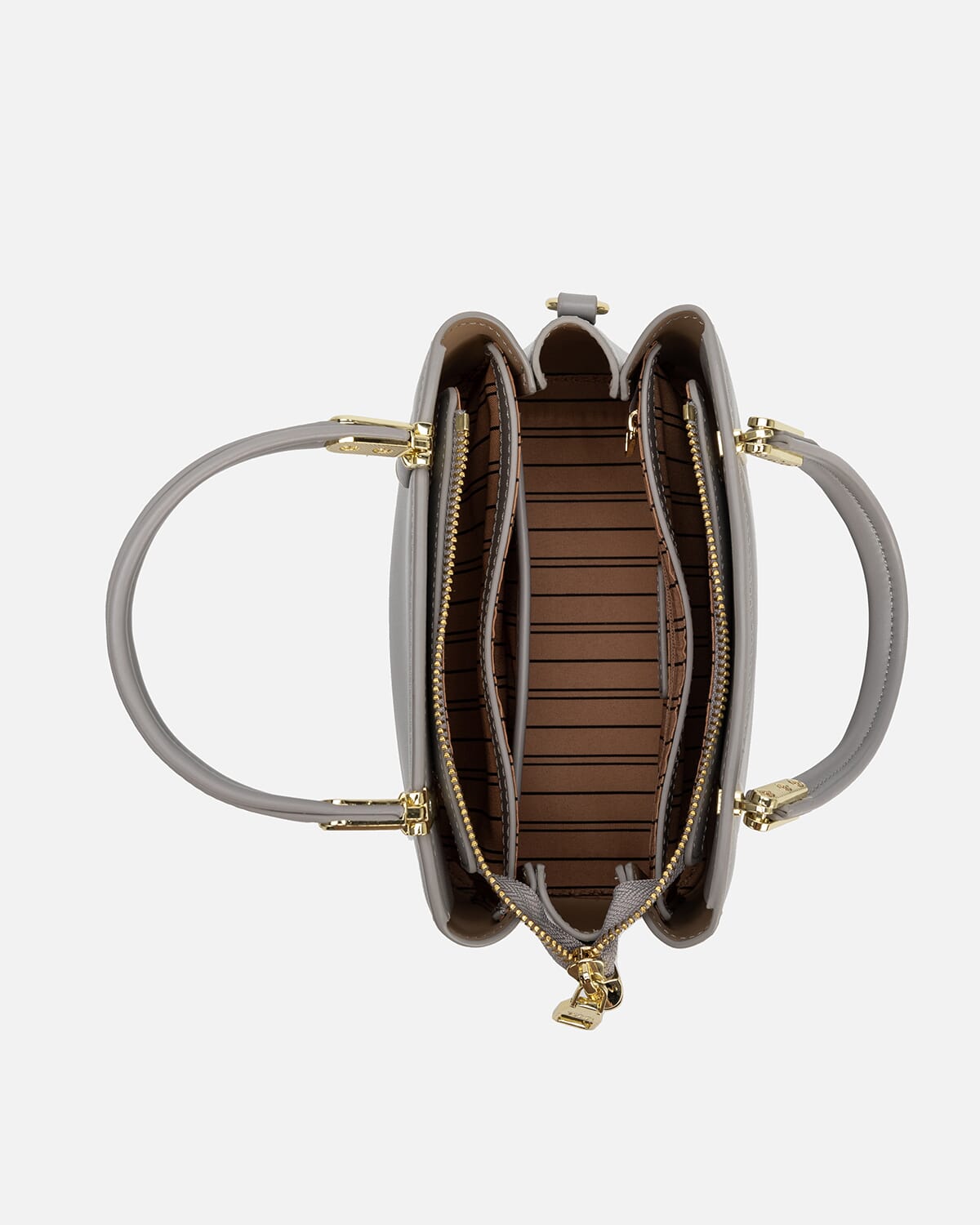 شنطة نسائية من الجلد باللون الرمادي