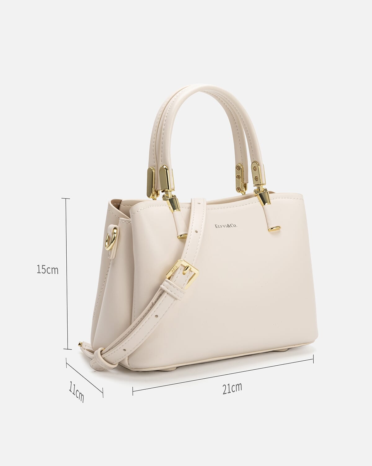 شنطة نسائية من الجلد باللون البيج