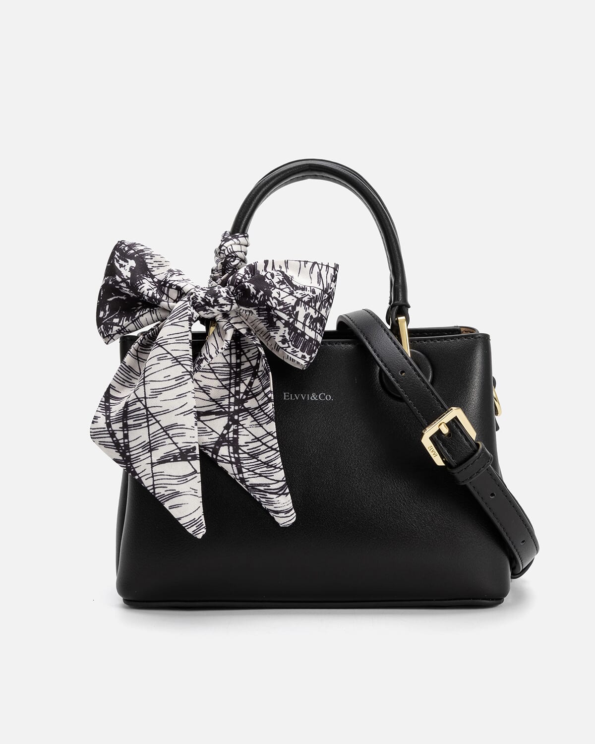 Women's handbag with a distinctive design in black