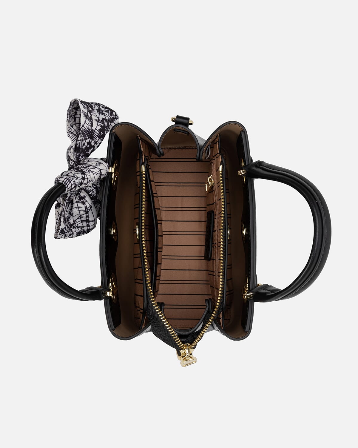 Women's handbag with a distinctive design in black