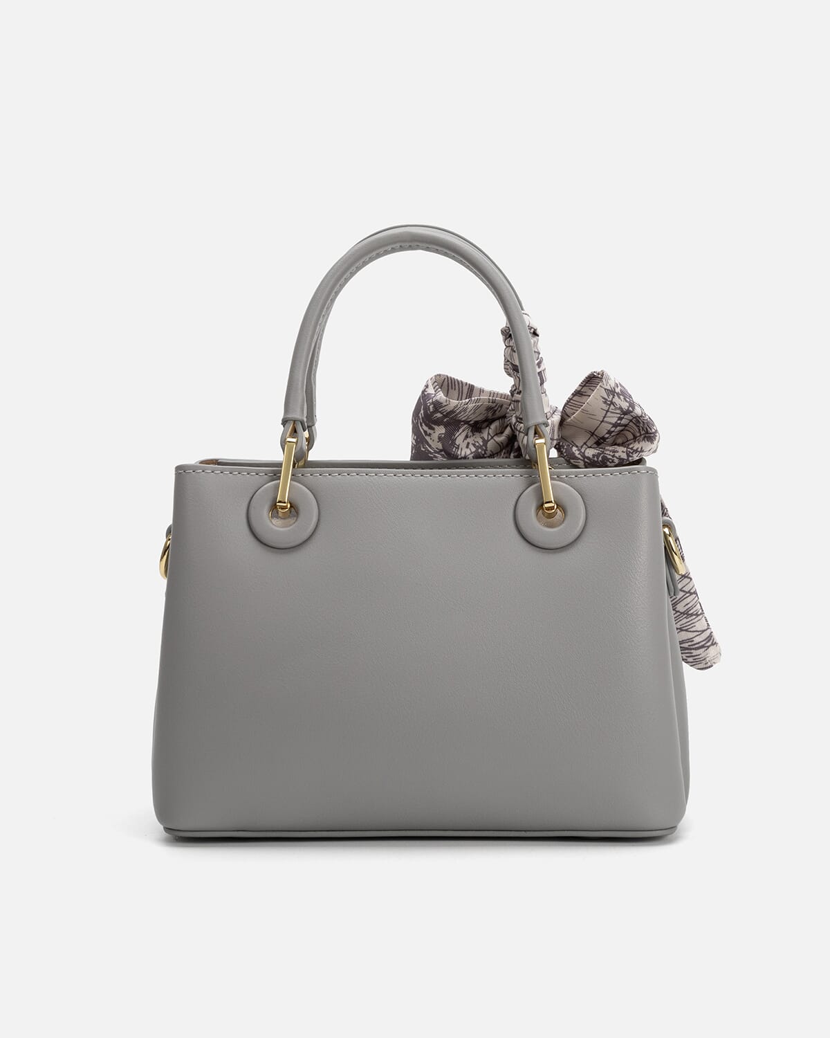 Women's handbag with a distinctive design in gray