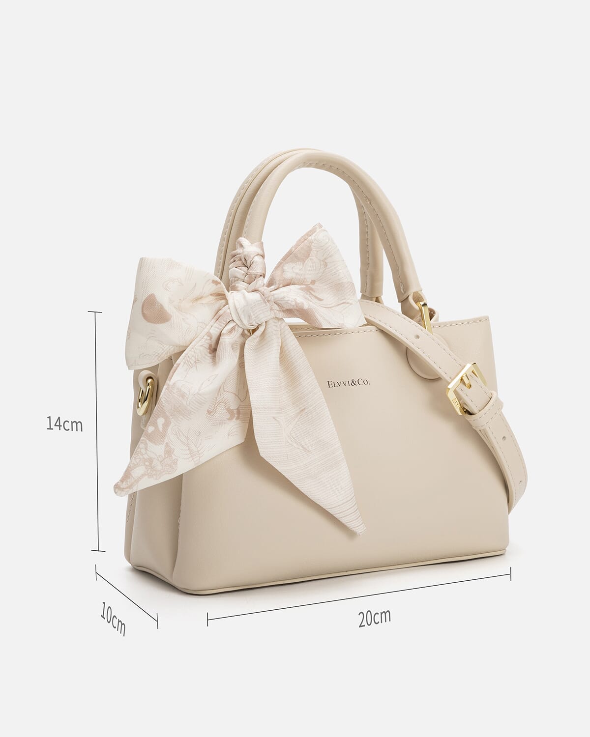 Women's bag with a distinctive design in beige color