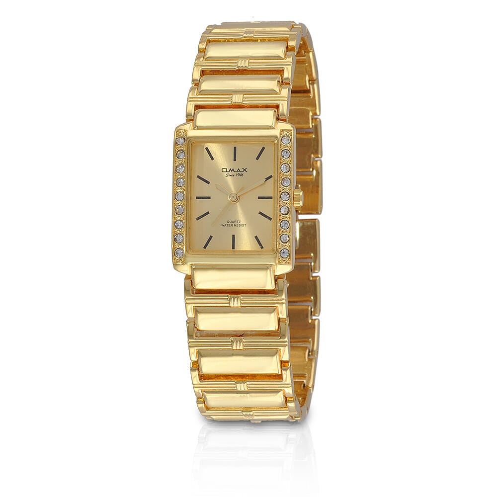 ‎ ساعة نسائية بسير ستيل بلون ذهبي